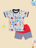 Cuddles N??Chuckles Tshirt And Short Set-BLJ_3026_RED_0-3M