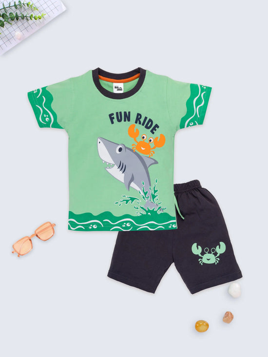 Funwood Tshirt And Short Set-BLJ_3077_GRN_0-3M