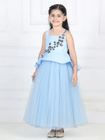 Toy Balloon Kids Light Blue Full Length Girls Party Wear Gown