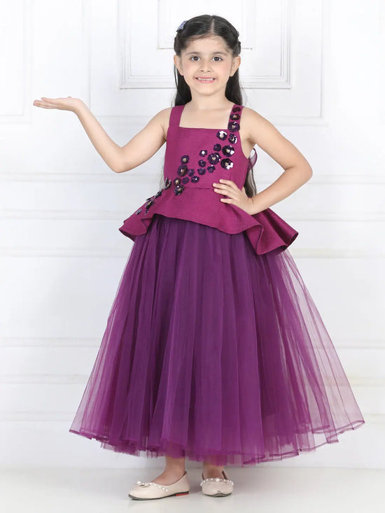 Toy Balloon Kids Purple Full Length Girls Party Wear Gown