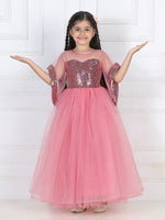 Toy Balloon Kids Dusty Rose Full Length Girls Party Wear Dress