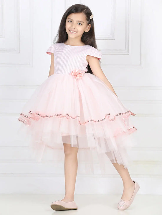 Toy Balloon Kids Light Peach High-Low Girls Party Wear Dress