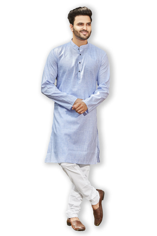 Authentics Kurta Pyjama Set Blue-KPRESLBLU-38