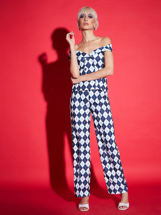 Women Printed Standard Navy Jumpsuits & Sets