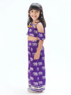 Lil Drama Trunk Tales Girls Purple Crop Top with Pants Co-ordinate set