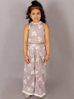 Lil Drama Fusion Fair Girls Grey Crop Top with Pants Co-ordinate set