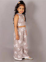 Lil Drama Fusion Fair Girls Grey Crop Top with Pants Co-ordinate set