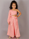 Lil Drama Fusion Fair Girls Peach Crop Top with Palazzo Co-ordinate set