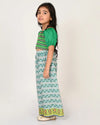 Sassy Boho Girls Green crop Top with pants set from the sibling collection-CCW-TP-1108NK-3Y