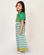 Sassy Boho Girls Green crop Top with pants set from the sibling collection-CCW-TP-1108NK-3Y