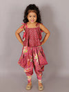 Lil Drama Fusion Fair Girls Brick Red Crop Top with Dhoti Co-ordinate set