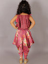 Lil Drama Fusion Fair Girls Brick Red Crop Top with Dhoti Co-ordinate set