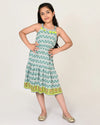 Sassy Boho Girls Green cut-outs at waist Dress from the sibling collection