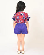 Sassy Boho Girls Purple crop Top with Shorts set from the sibling Collection-CCW-TS-1106NK-3Y