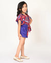 Sassy Boho Girls Purple crop Top with Shorts set from the sibling Collection-CCW-TS-1106NK-3Y