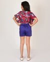 Sassy Boho Girls Purple crop Top with Shorts set from the sibling Collection-CCW-TS-1106NY-10Y