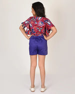 Sassy Boho Girls Purple crop Top with Shorts set from the sibling Collection-CCW-TS-1106NY-10Y