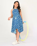 Sassy Boho Girls Blue Hanky hem Dress from the sibling collection-CCW-DRS-1121NY-10Y