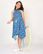 Sassy Boho Girls Blue Hanky hem Dress from the sibling collection-CCW-DRS-1121NY-10Y