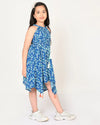 Sassy Boho Girls Blue Hanky hem Dress from the sibling collection-CCW-DRS-1121NK-6Y