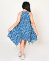 Sassy Boho Girls Blue Hanky hem Dress from the sibling collection-CCW-DRS-1121NK-6Y