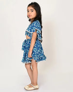 Sassy Boho Girls Blue crop Top with Skirt set from the sibling Collection