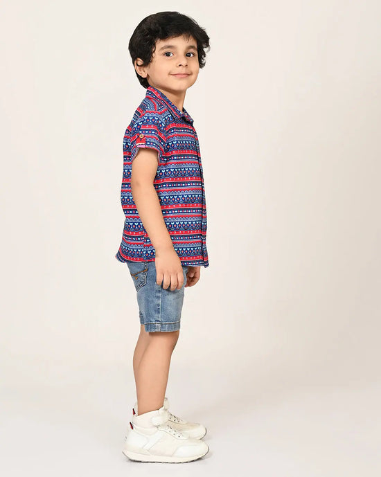 Sassy Boho Boys Blue Shirt from the sibling collection