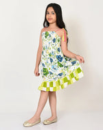 Sassy Boho Girls Green Tiered Dress from the sibling collection