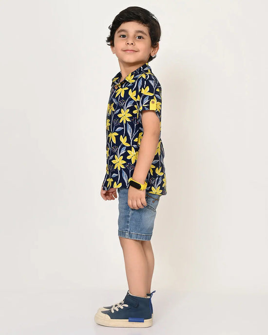 Sassy Boho Boys Navy Shirt from the sibling collection