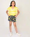 Sassy Boho Girls Yellow crop Top with Shorts set from the sibling Collection