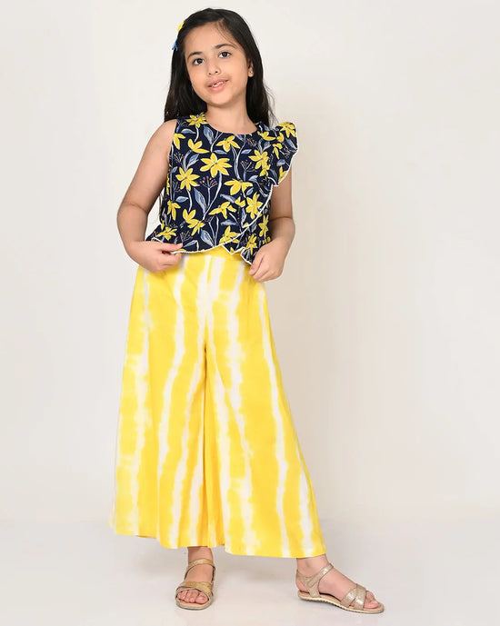 Sassy Boho Girls Yellow crop Top with Palazzo set from the sibling Collection