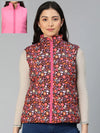 Women Printed Standard Multicolor Round Neck Sleeveless Jacket