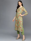 Viscose Rayon Green Ethnic Printed Straight Kurta