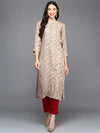 Viscose Rayon Beige Printed Straight Kurta-VCK9408_XS