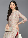 Viscose Rayon Beige Printed Straight Kurta-VCK9408_XS