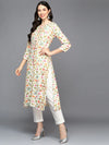 Viscose Rayon White Floral Printed Straight Kurta-VCK9412_XS