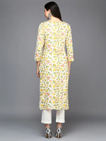 Viscose Rayon White Floral Printed Straight Kurta-VCK9411_XS