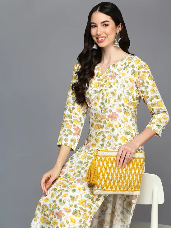 Viscose Rayon White Floral Printed Straight Kurta-VCK9411_XS