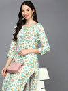 Viscose Rayon Off White Floral Printed Straight Kurta