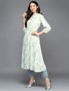 Cotton Blend Off White Floral Printed Flared Kurta-VCK9418_XS