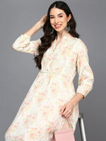 Cotton Blend Off White Floral Printed Flared Kurta-VCK9419_XS