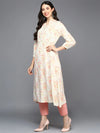 Cotton Blend Off White Floral Printed Flared Kurta-VCK9419_XS