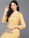 Viscose Rayon Yellow Floral Printed Straight Kurta