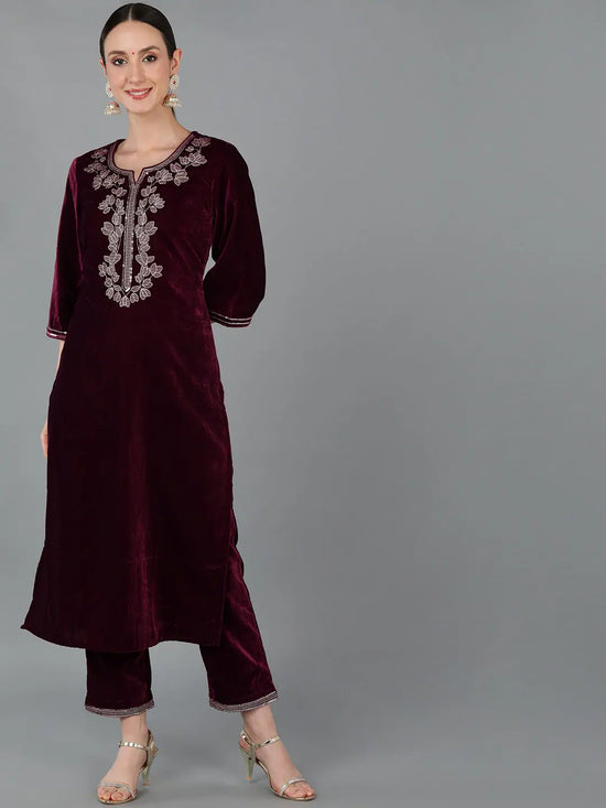 Ahika Women Velvet Yoke Design-VCK8997_3XL