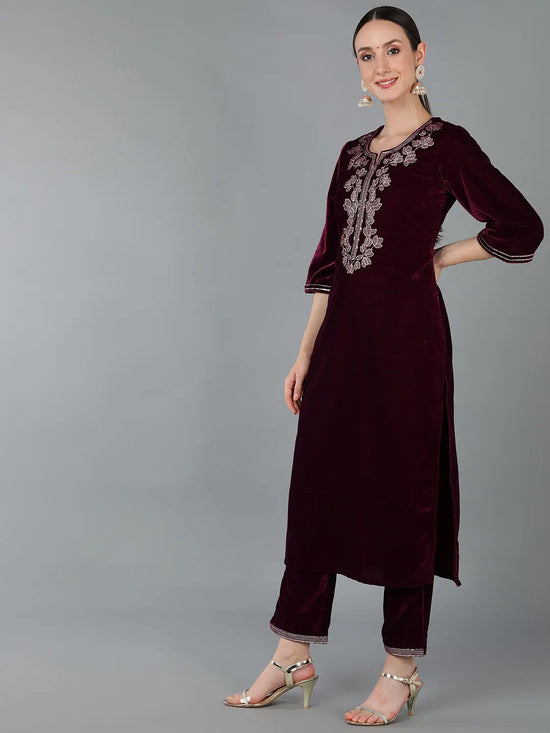 Ahika Women Velvet Yoke Design-VCK8997_3XL