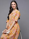 Cotton Yellow Floral Printed Flared