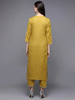 Silk Blend Yellow Embroidered Straight-VCK9459_XS