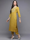 Silk Blend Yellow Embroidered Straight-VCK9459_XS