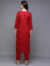 Silk Blend Red Embroidered Straight-VCK9479_XS