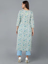 Cotton White Printed Straight Kurta